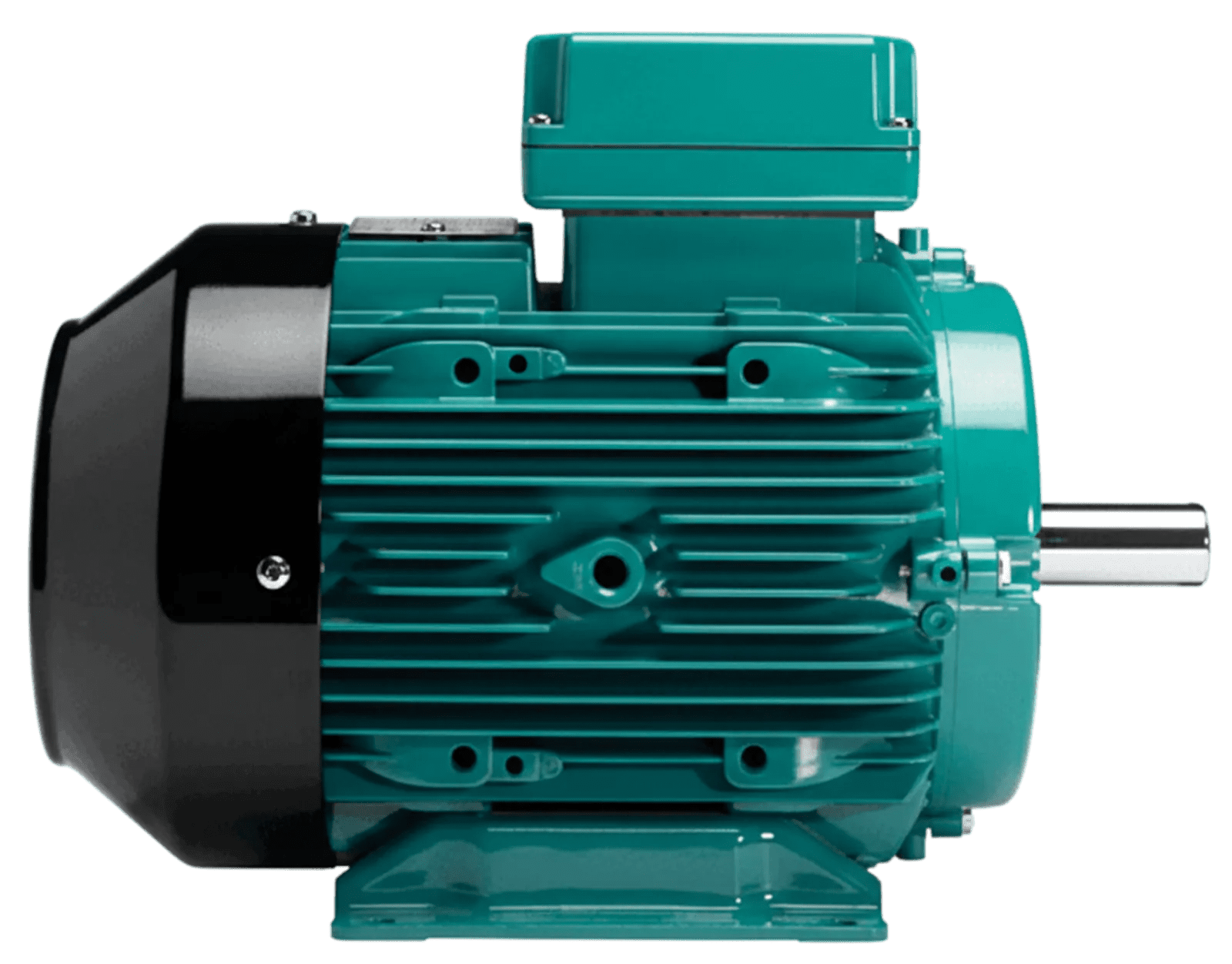Brook Crompton W Series aluminium IE3 electric motor, teal housing, foot mounted