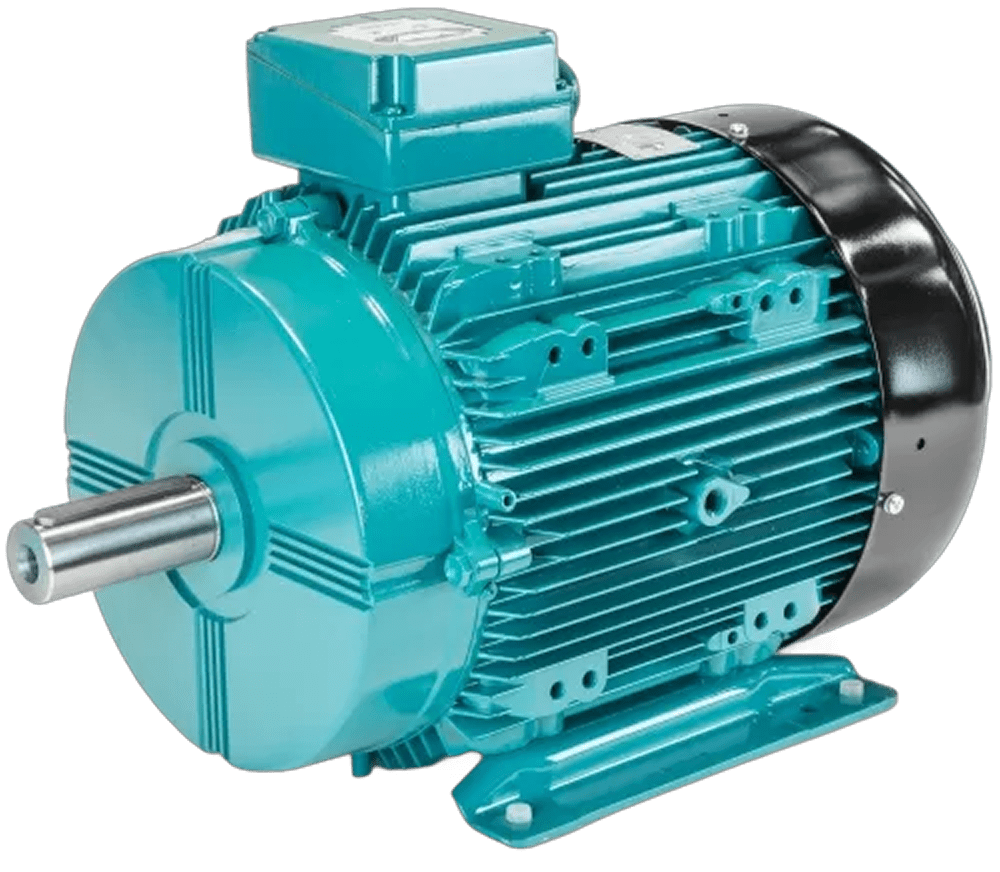 Brook Crompton W Series aluminium IE3 electric motor, teal housing, foot mounted